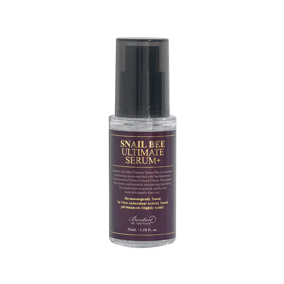Benton Snail Bee Ultimate Serum for acne scars wrinkles uneven skin tone hyperpigmentation fine lines wrinkles dry dull sensitive skin best-selling Korean skin care for men women K Beauty World