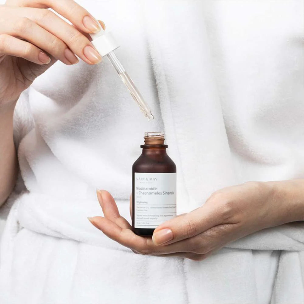Mary & May Niacinamide + Chaenomeles Sinensis Serum gentle effective Korean skin care for all skin types K Beauty World