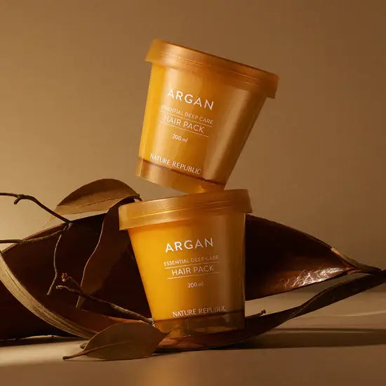 Nature Republic Argan Essential Moisture Repairing Hair Pack Mask high-quality Korean hair care for easier to detangle, looks healthier, and a natural-looking shine K Beauty World
