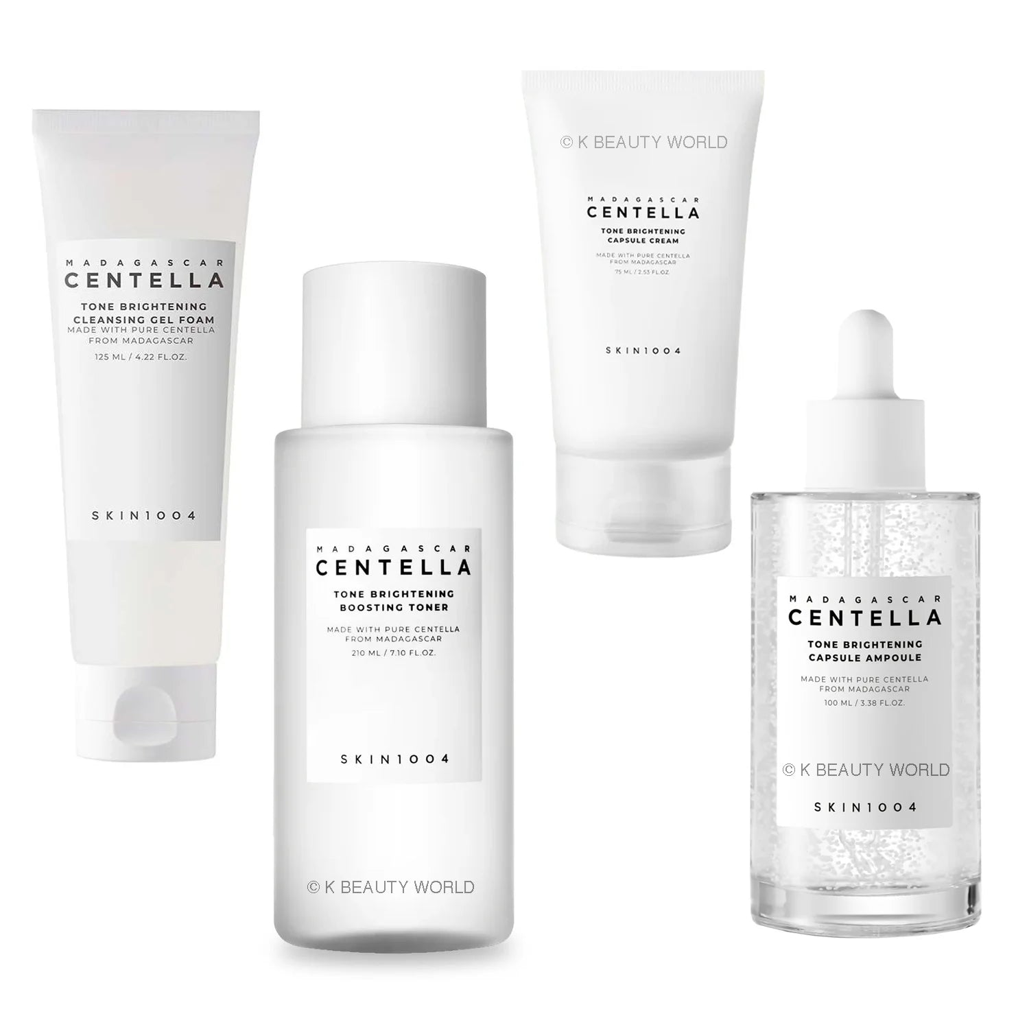 Skin1004 Madagascar Centella Tone Brightening Skin Care Set Korean skin care toner ampoule cream cleanser K Beauty World