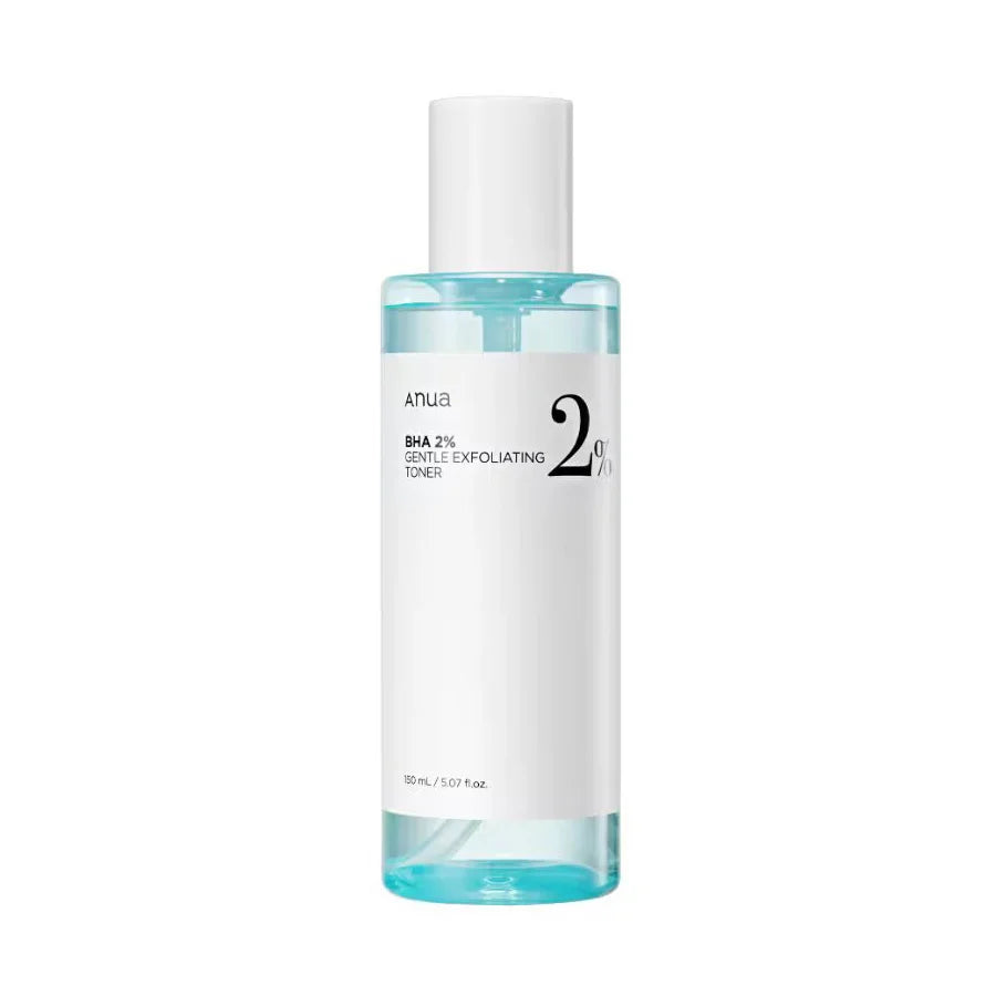 Anua BHA 2% Gentle Exfoliating Toner best Korean facial peeling for oily acne prone skin blackheads whiteheads excess sebum control salicylic acid K Beauty World 