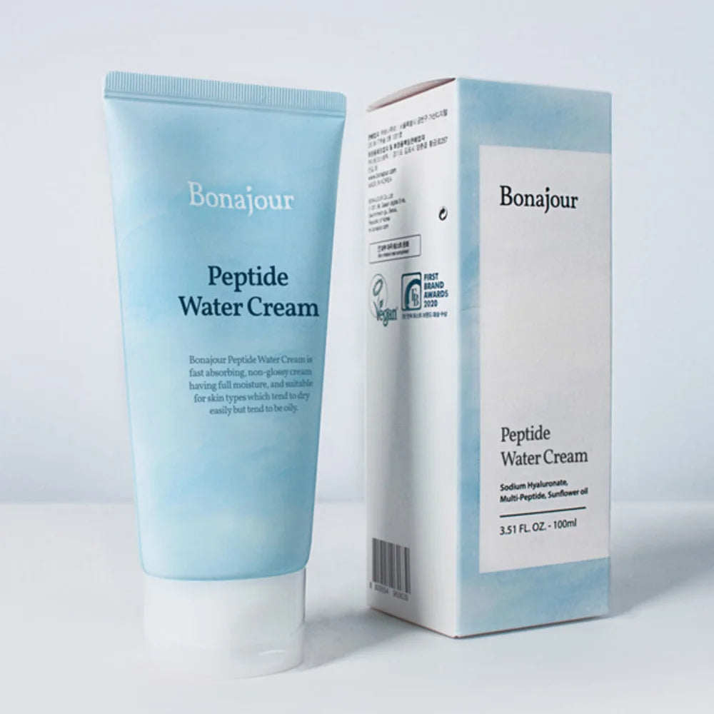 Bonajour Peptide Water Cream vegan cruelty-free Korean cosmetics skincare products gentle hyaluronic acid hydrating anti-aging for all ages men women K Beauty World 