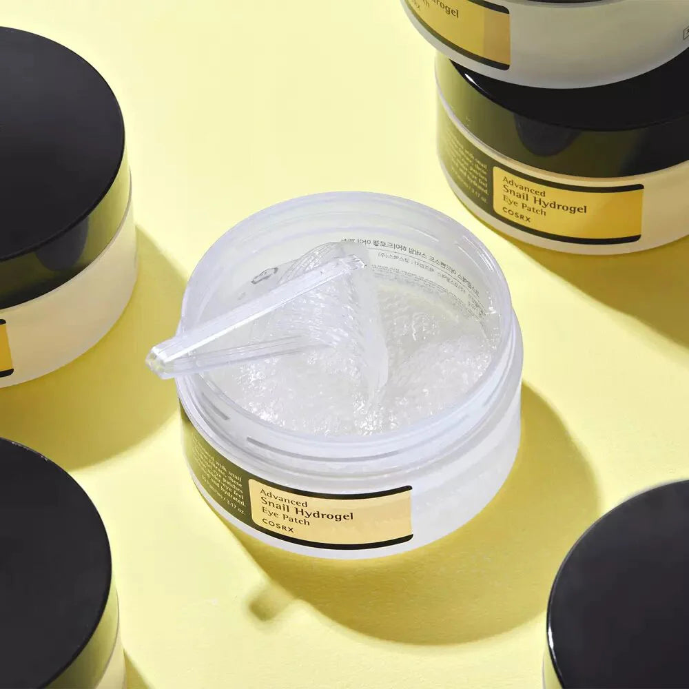 Cosrx Advanced Snail Hydrogel Eye Patch best Korean skincare for fine lines wrinkles eye bags dry sensitive skin mature skin K Beauty World