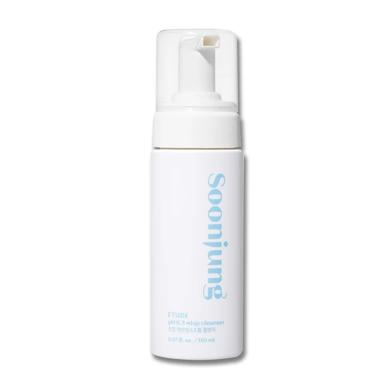 Etude House Soon Jung Whip Cleanser best cleansing foam mousse for dry sensitive combination skin types irritation redness rosacea eczema  pH 5.5 natural Korean face care for men women  K Beauty World