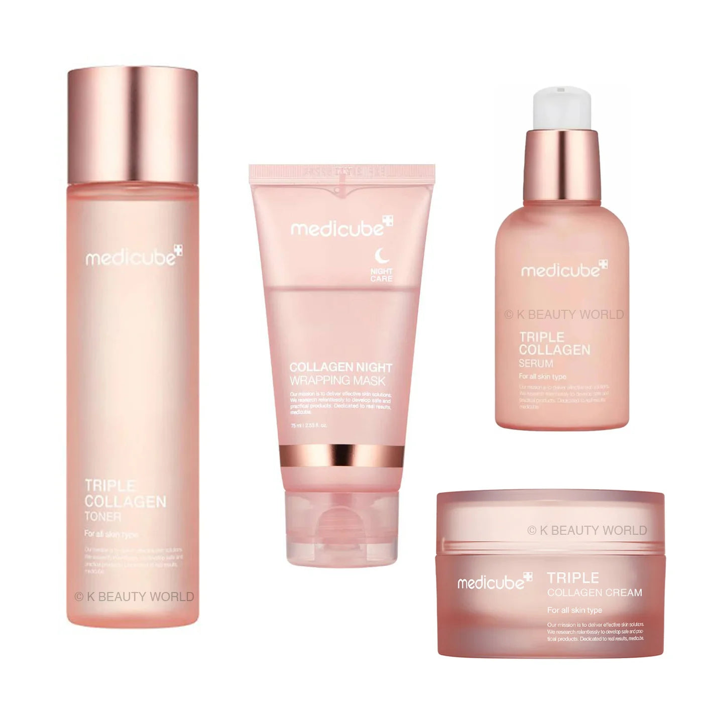 Medicube Triple Collagen Deep Glow Set Toner Serum Cream Wrapping Mask K Beauty World